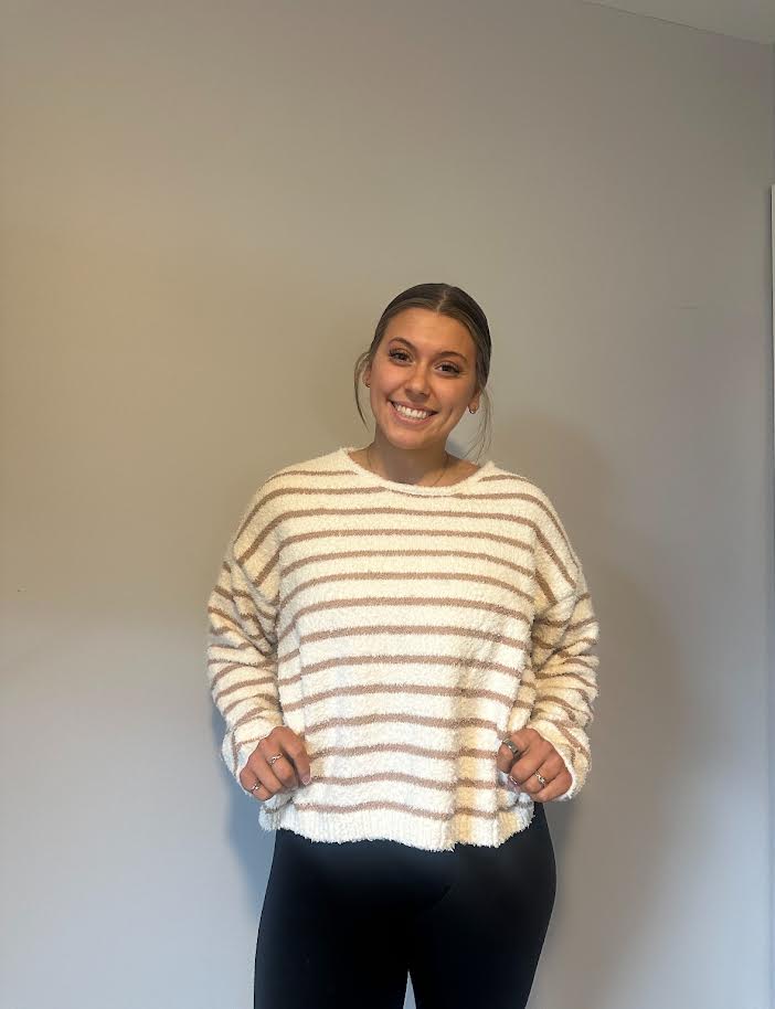 Ivory Striped Knit Sweater