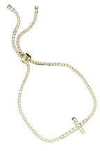 Crystal Curved Cross Bracelet
