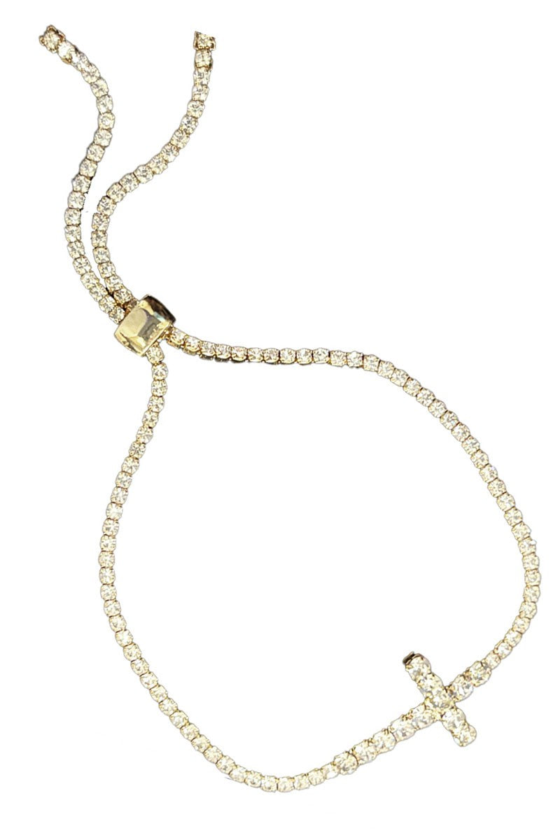 Crystal Curved Cross Bracelet