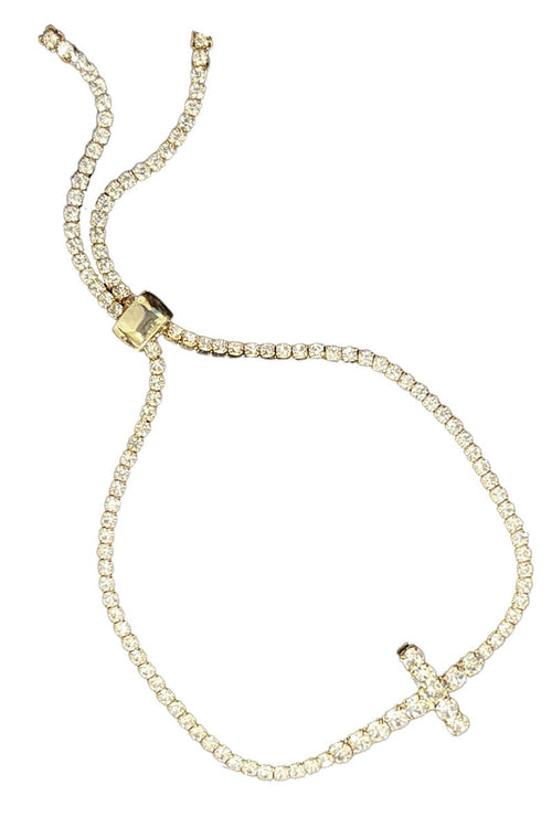 Crystal Curved Cross Bracelet