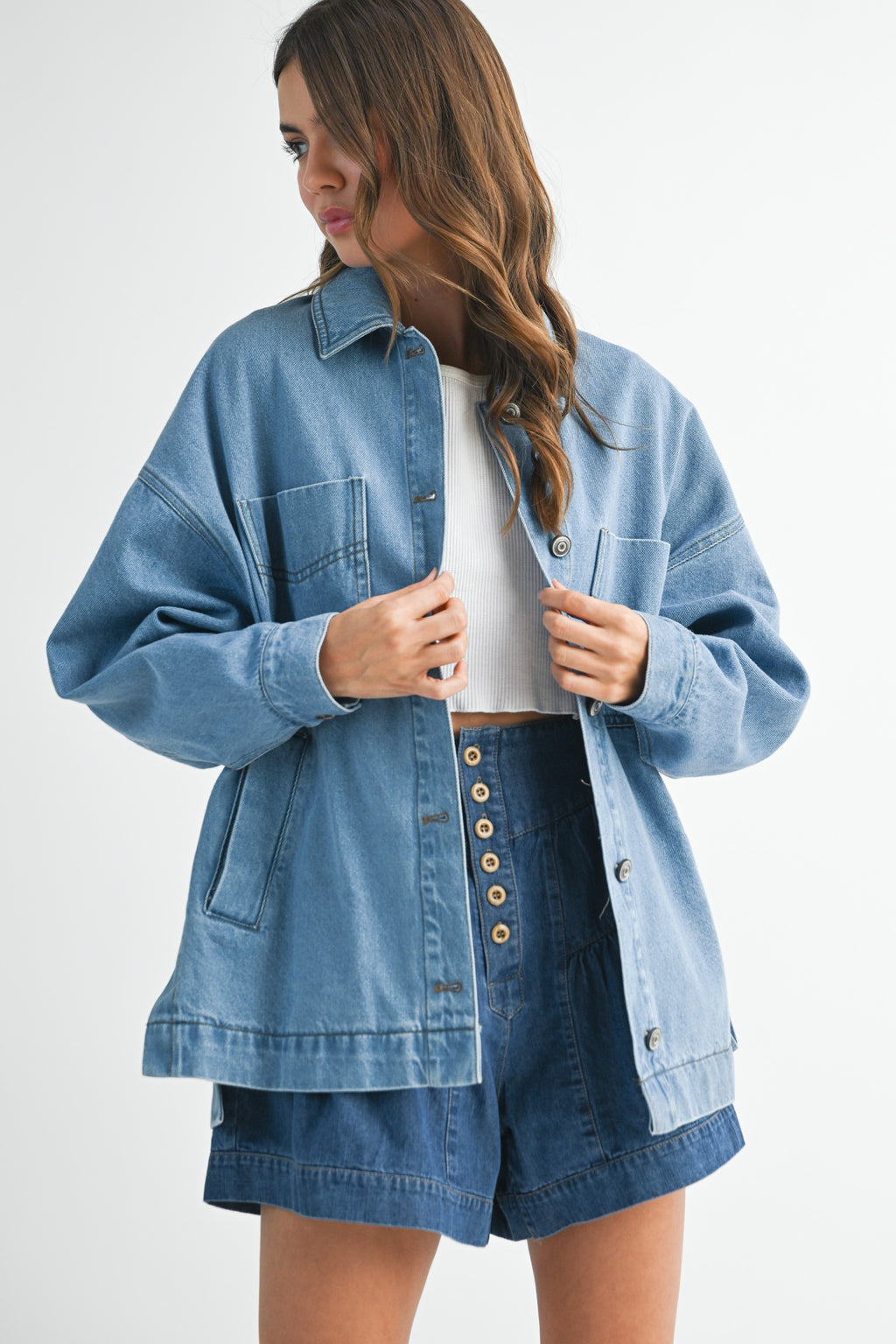 Relaxed Fit Utility Denim Jacket