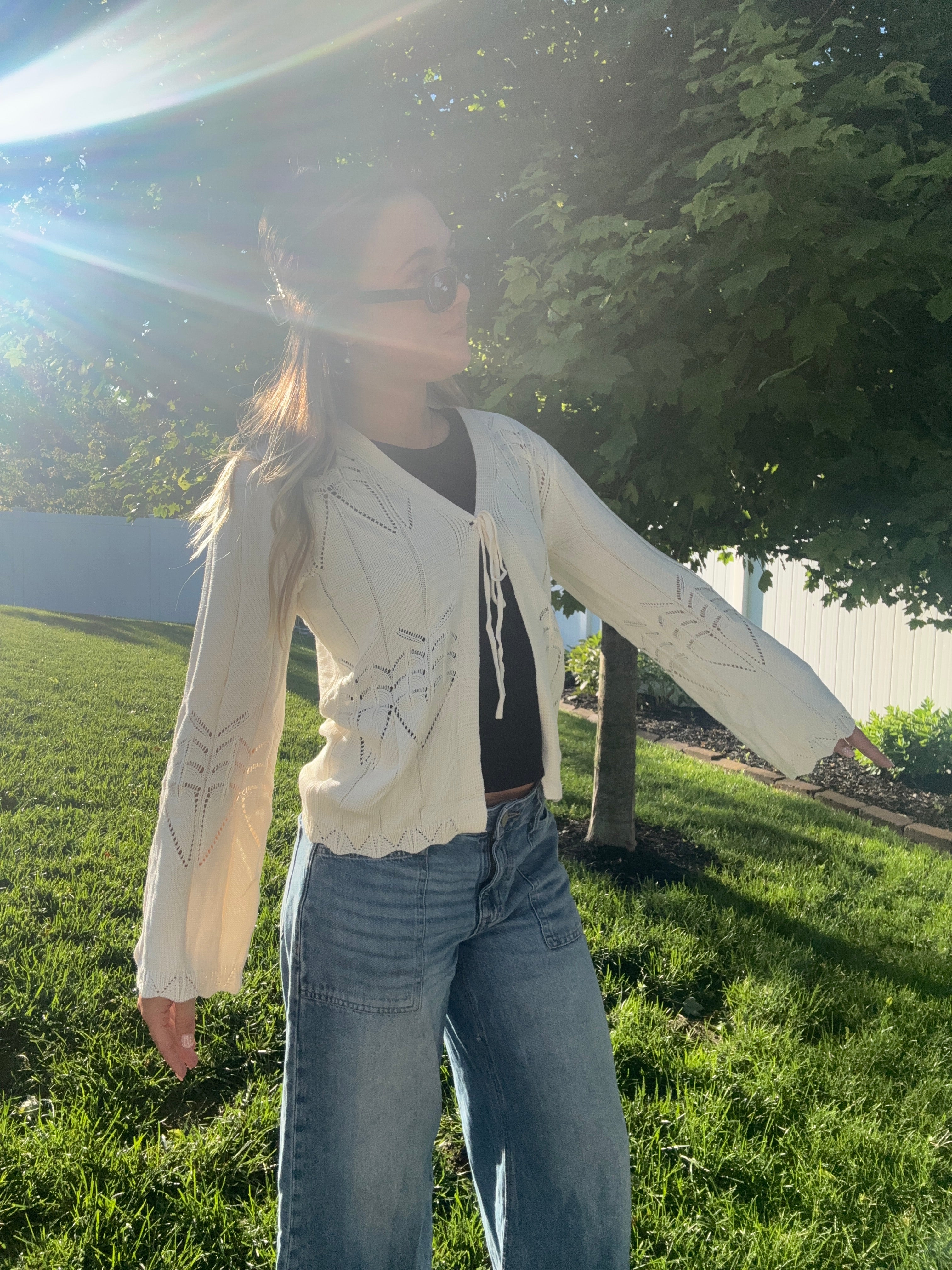 Flared Sleeve Knitted Cardigan