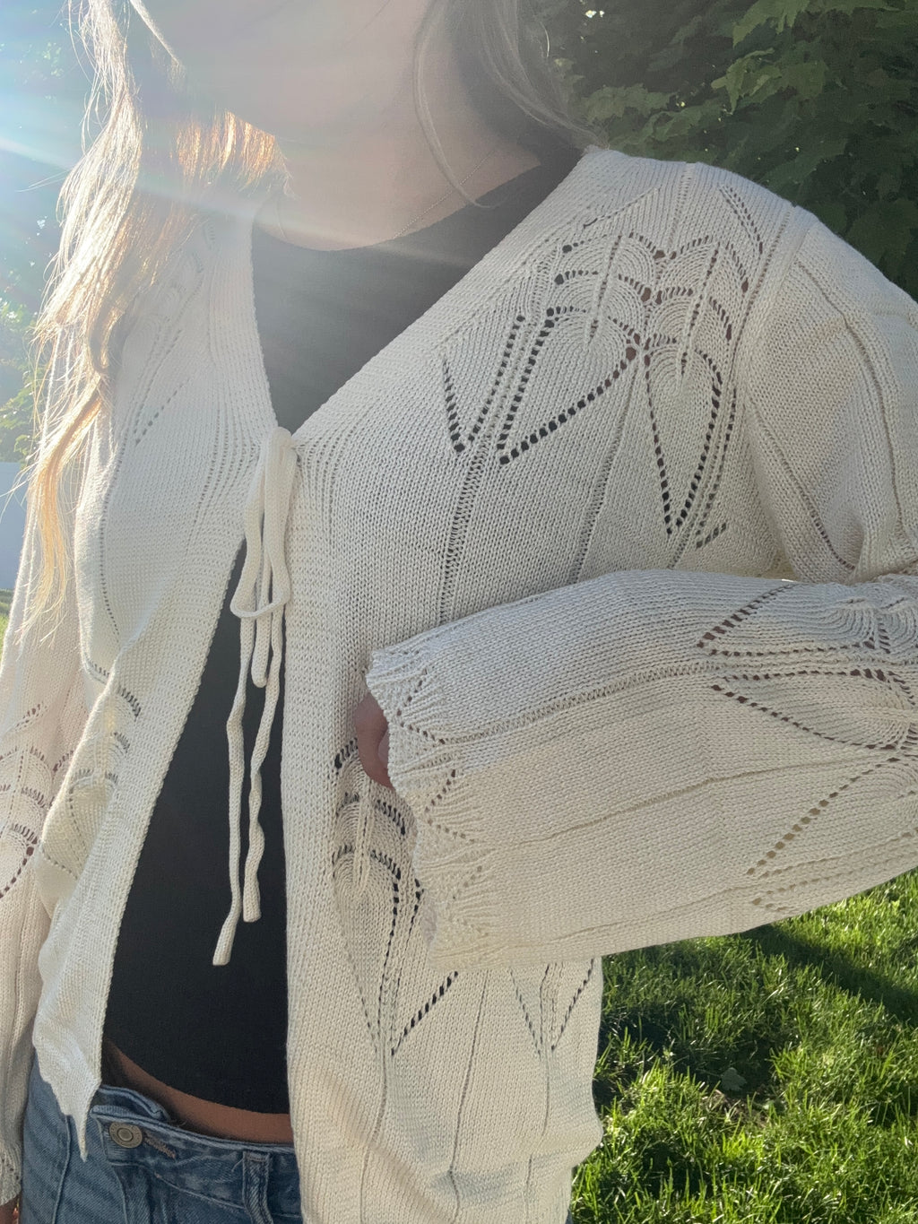 Flared Sleeve Knitted Cardigan